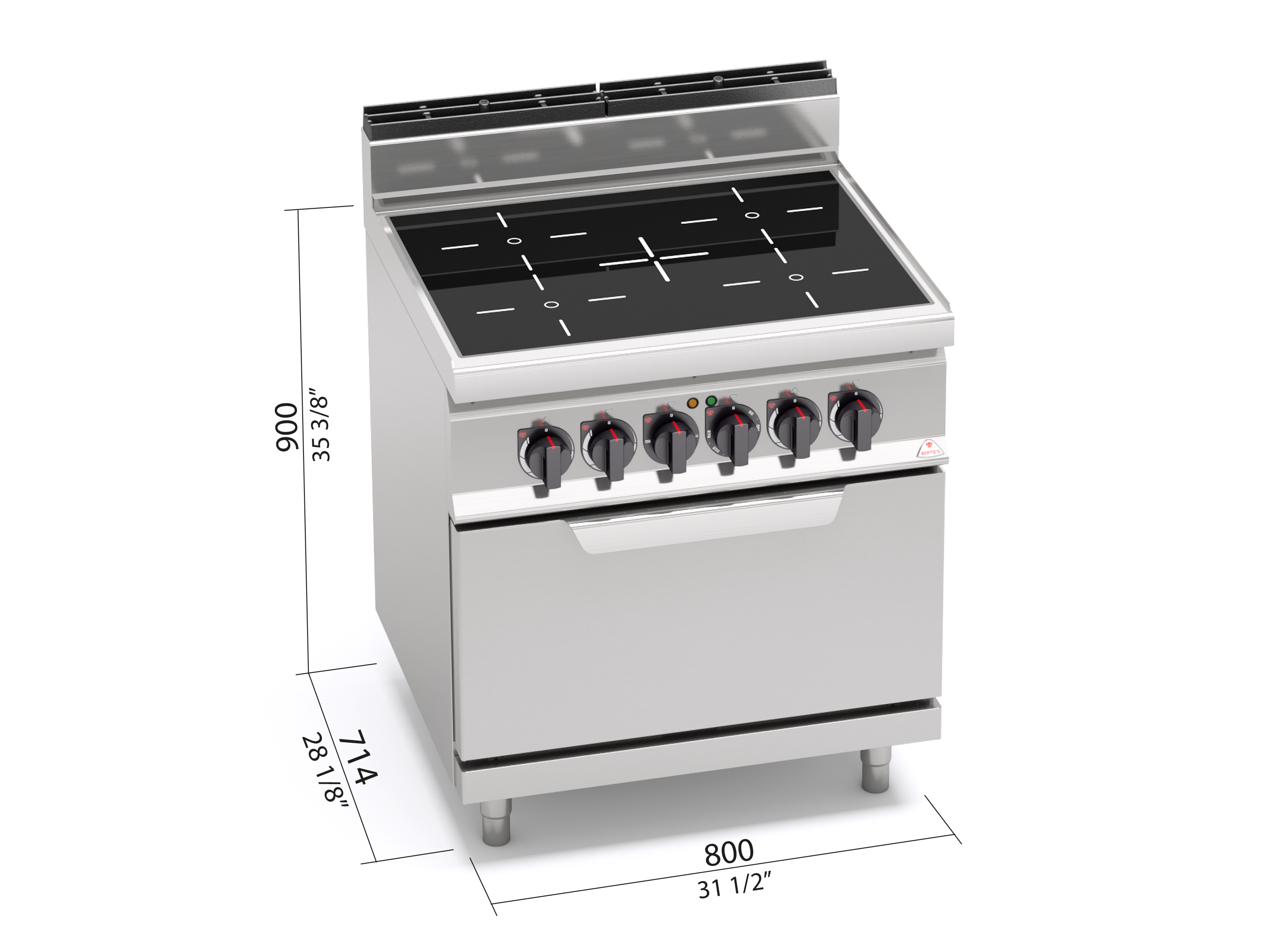 ▷ Cocina vitrocerámica 4 fuegos Berto's Serie Macros 700