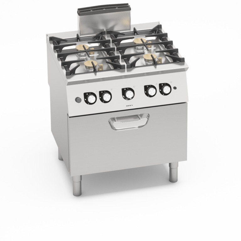 4-BURNER STOVE WITH 2/1 GN GAS OVEN