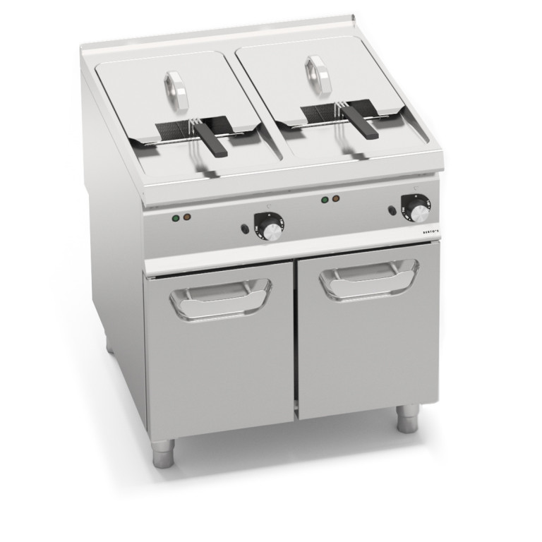 ELECTRIC FRYER WITH CABINET - TWIN TANK 22 + 22 L