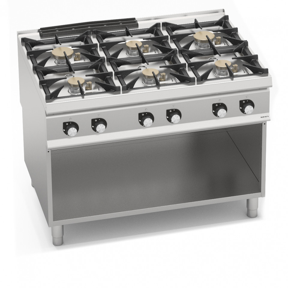 6-BURNERS POWERED GAS COOKER WITH CABINET