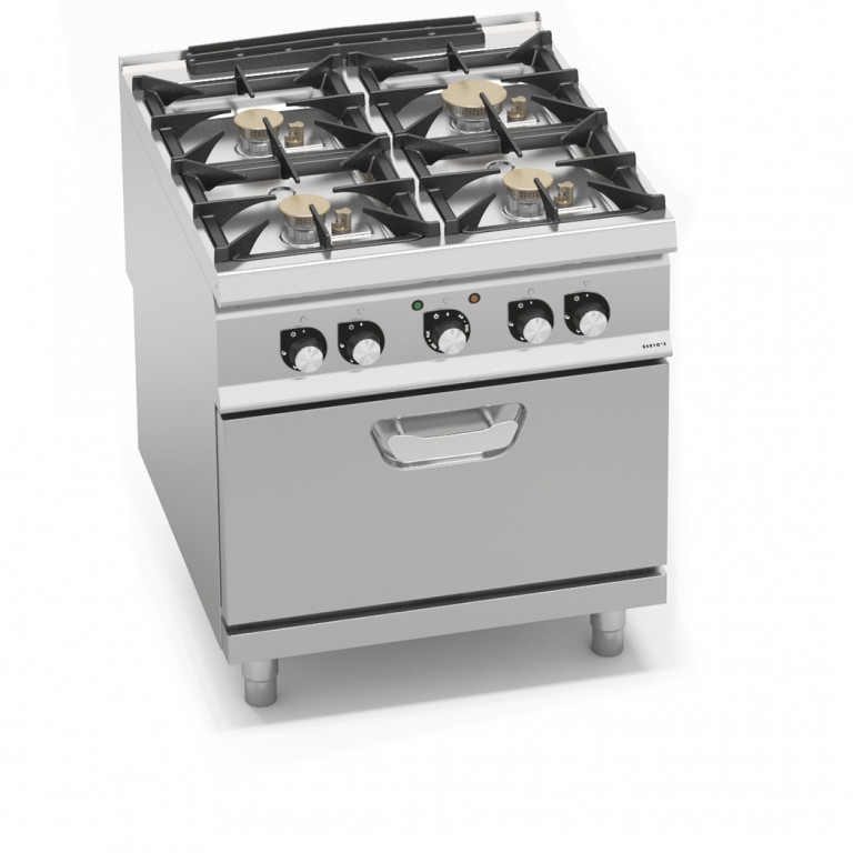 4-BURNERS GAS COOKER POWERED WITH 1/1 GN ELECTRIC OVEN