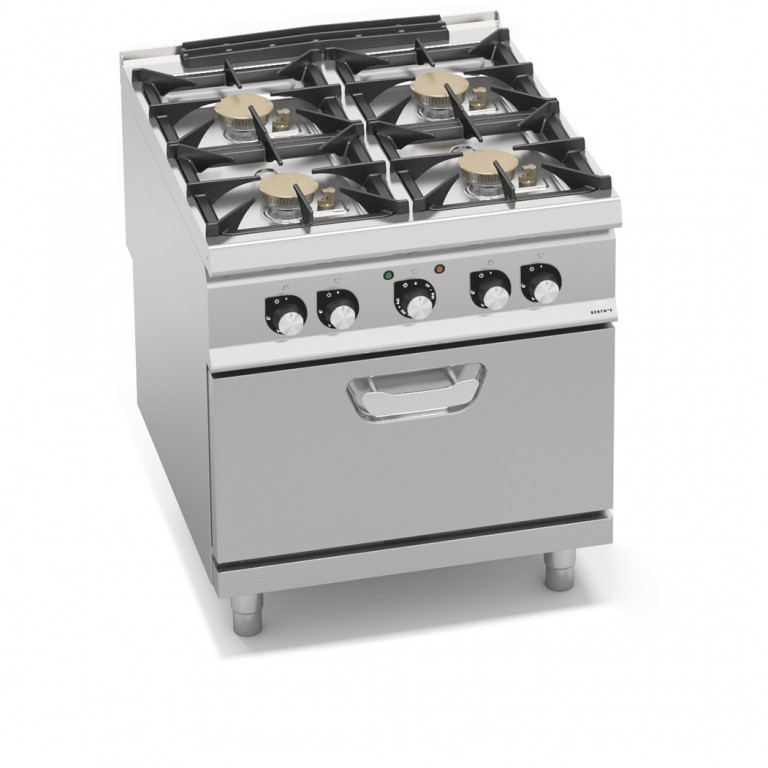 4-BURNERS GAS COOKER POWERED WITH 1/1 GN ELECTRIC OVEN