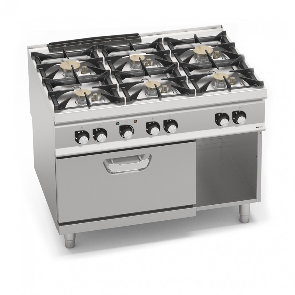 CUCINA A GAS 6 FUOCHI SU FORNO ELETTRICO 1/1 GN