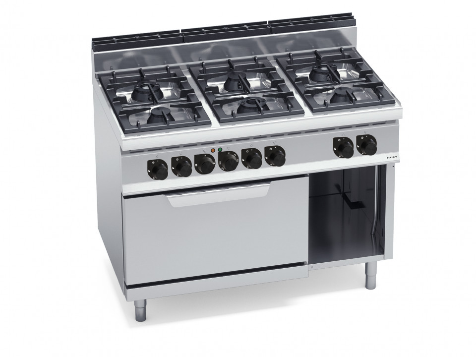 CUCINA A GAS  6 FUOCHI SU FORNO ELETTRICO 2/1 GN