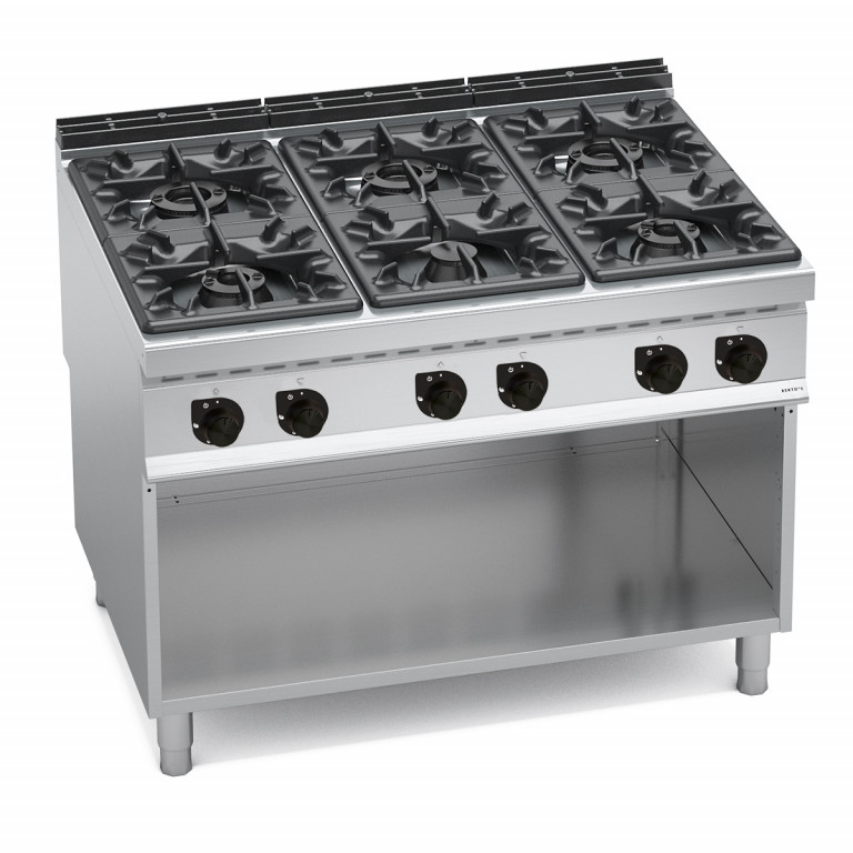 6 BURNER GAS COOKER ON CABINET