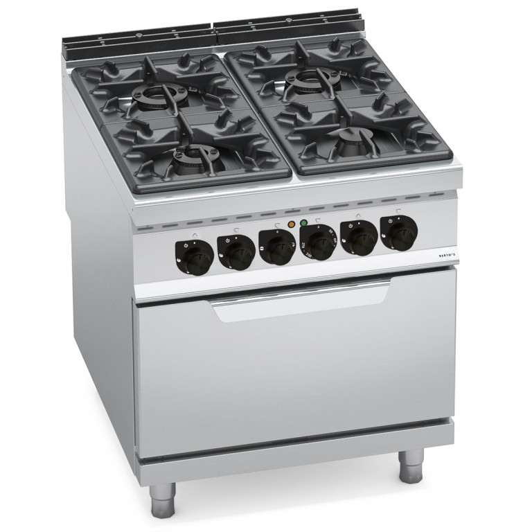 4 BURNER GAS COOKER ON 2/1 ELEC. OVEN