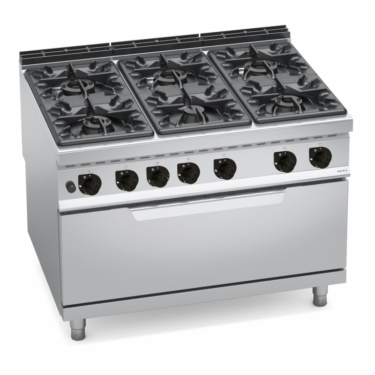 6 BURNER GAS COOKER ON LARGE GAS OVEN